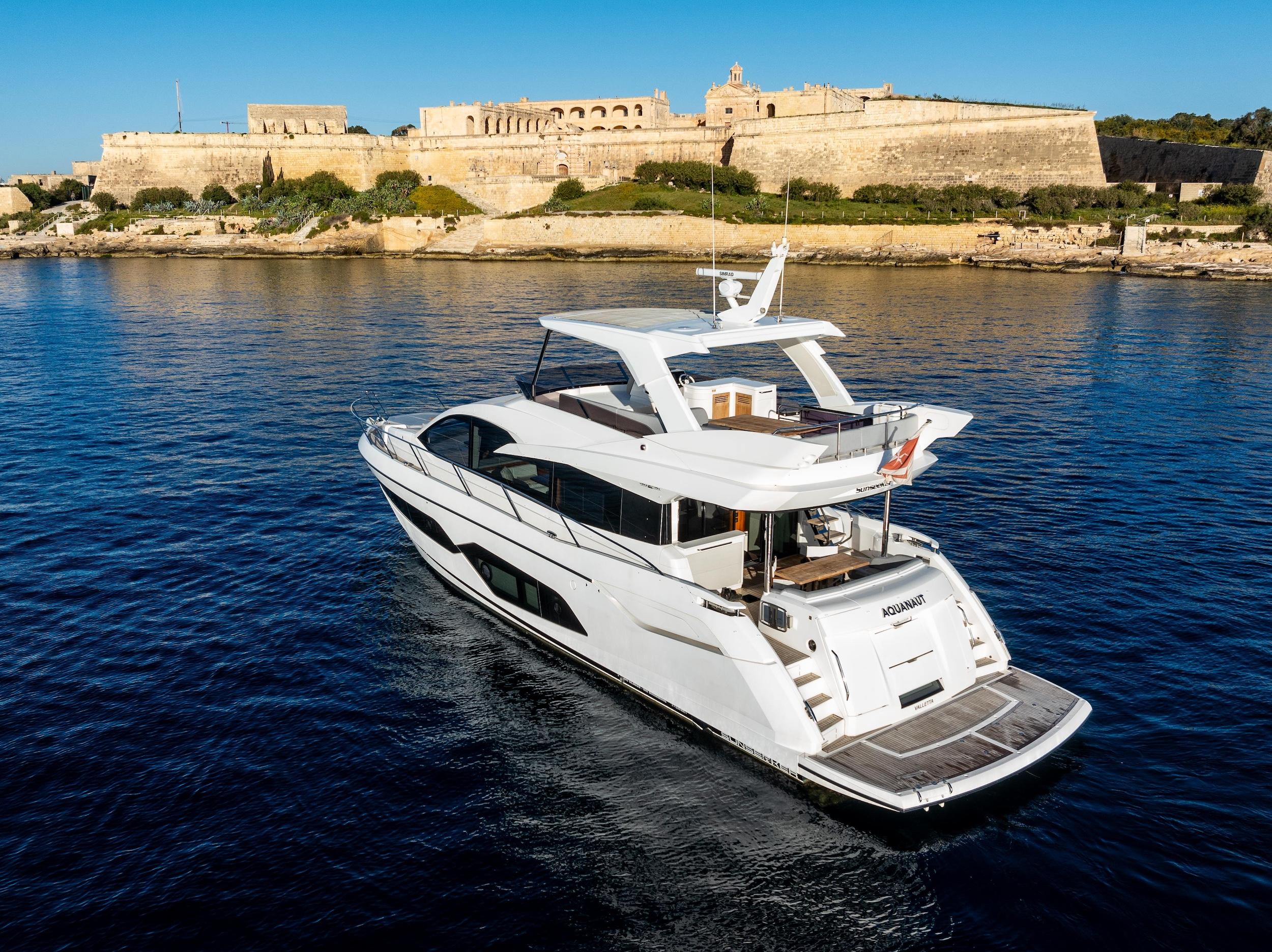 Sunseeker Manhattan 66 “AQUANAUT”, a motor yacht for charter in Malta at Portomaso