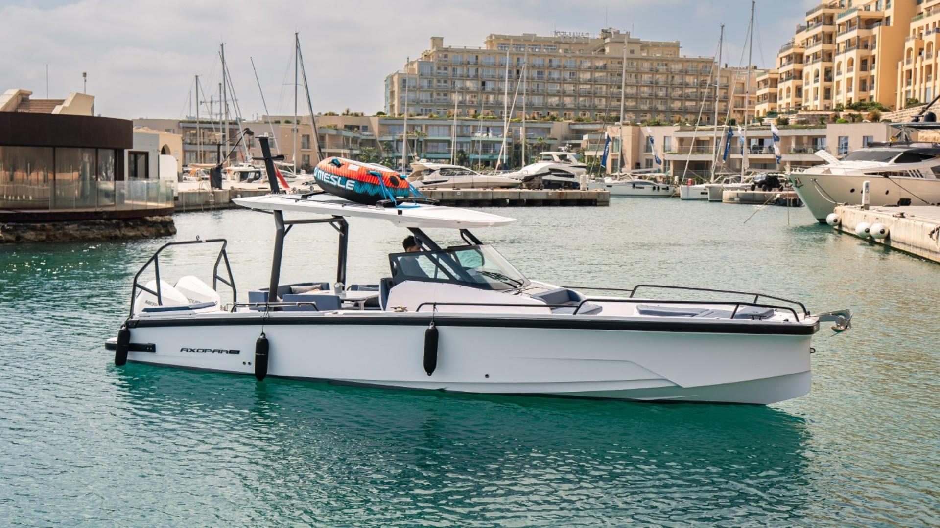 Axopar 29 Sun Top “Assaggio”, a speedboat for charter in Malta at Portomaso