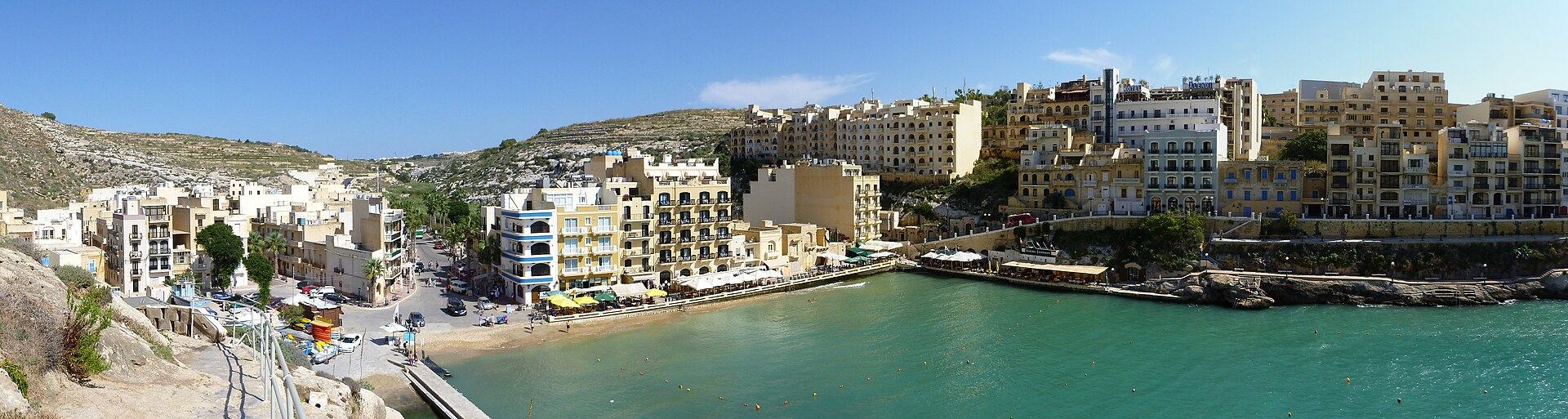 The narrow inlet at Xlendi, Gozo, with the village built around the head of it
