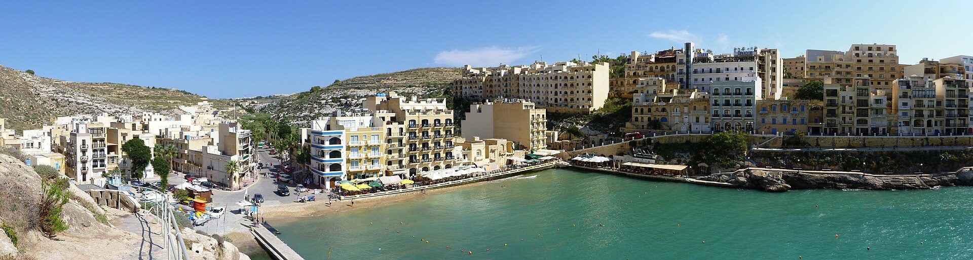 The narrow inlet at Xlendi, Gozo, with the village built around the head of it