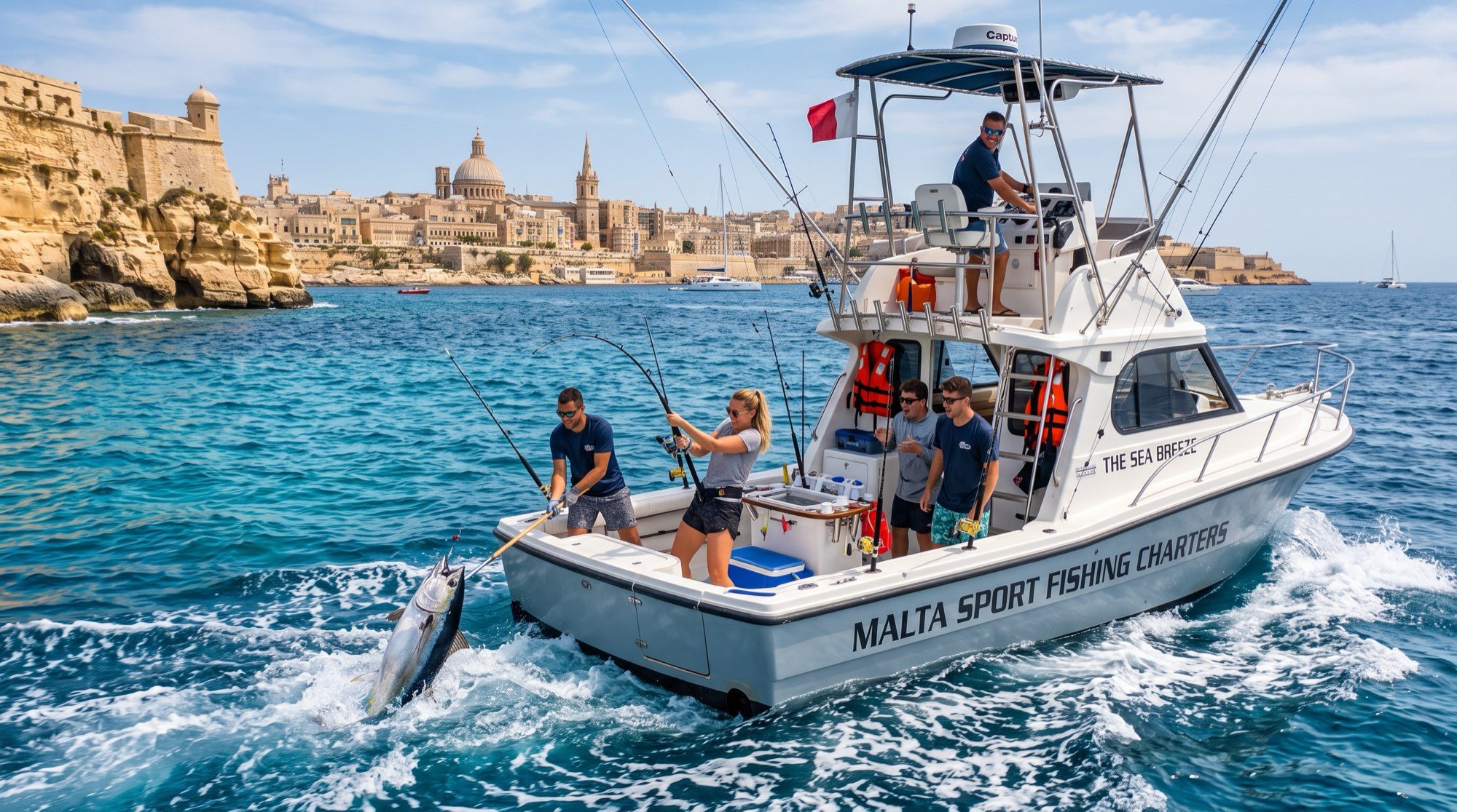 A fishing boat working offshore water off Malta